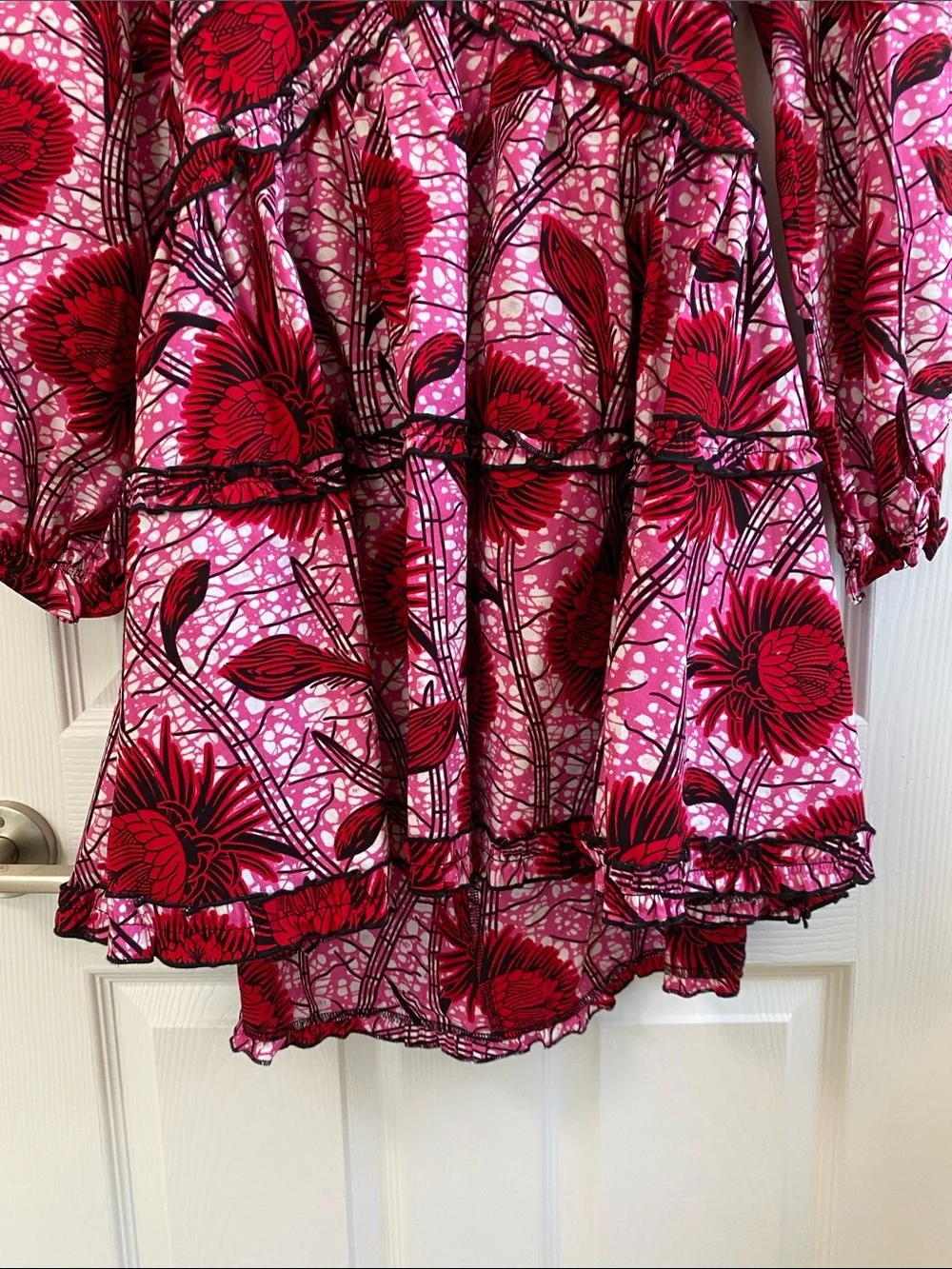 Kawesii Pink & Red Floral Tiered Dress - Picture 4 of 13